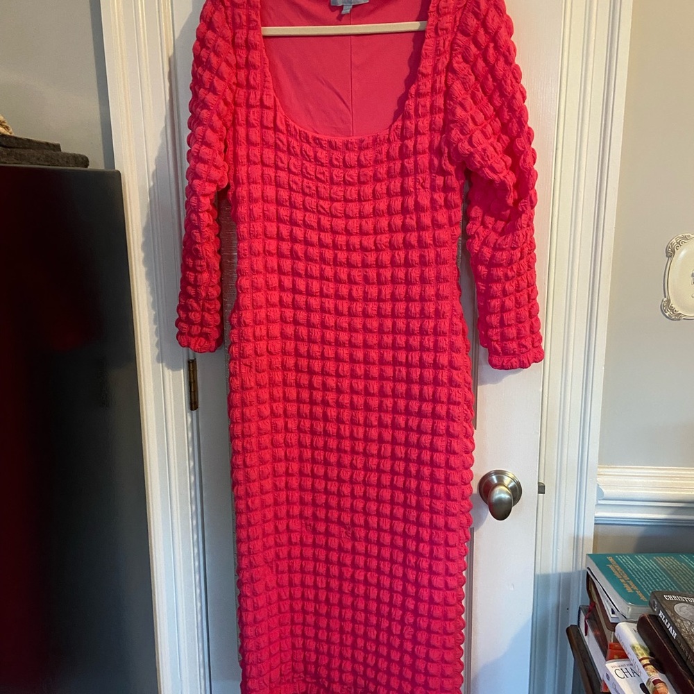 ANTONIO MELANI Vibrant Pink Bubble Maxi Dress size large